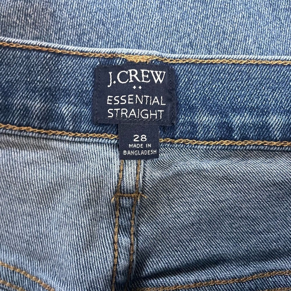 J. Crew Factory Essential Straight Raw Hem Medium Blue Denim Jeans Womens Sz 28 - Picture 8 of 12